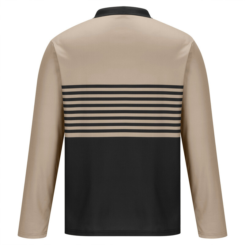 Meeste riided Kevad sügismood Äri vabaaja revääridega polosärk Meeste pikkade varrukatega 3D digitaaltrükiga triibulised topid polosärk