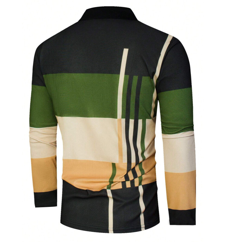 Uued Meeste riided Kevad sügis, pikkade varrukatega 3D digitaaltrükiga Spell Värviline polosärk Meeste Slim Fit revääriga Golfi polosärk Topid