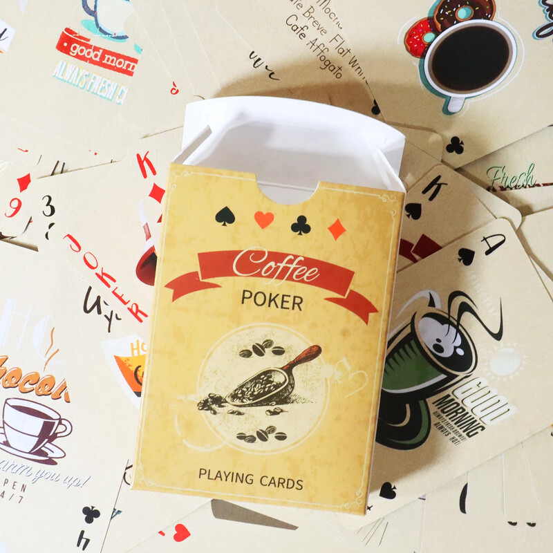 Kafijas papīrs Spēļu kārtis Vintage 54gab/komplekts Pokera kārtis Klāja Galda spēles Retro klasiskais pokers kafijas pauzei Kluba ballīšu spēles