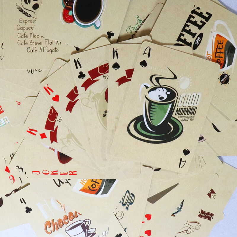 Kafijas papīrs Spēļu kārtis Vintage 54gab/komplekts Pokera kārtis Klāja Galda spēles Retro klasiskais pokers kafijas pauzei Kluba ballīšu spēles