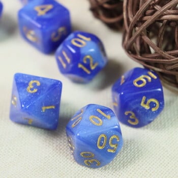 Комплект от 7 части Blue Starry Sky Series Galaxy Space Dice, подходящ за парти с приятели, семейни игри