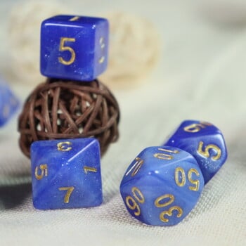 Комплект от 7 части Blue Starry Sky Series Galaxy Space Dice, подходящ за парти с приятели, семейни игри