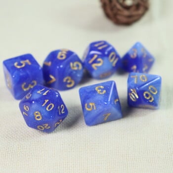 Комплект от 7 части Blue Starry Sky Series Galaxy Space Dice, подходящ за парти с приятели, семейни игри