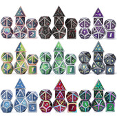 DND metalinių kauliukų rinkinys, daugiakampiai kauliukai, D ir D, RPG vaidmenų žaidimas, stalo žaidimai, vakarėlių klubas, D4, D6, D8, D10, D %, D12, D20 7 vnt.