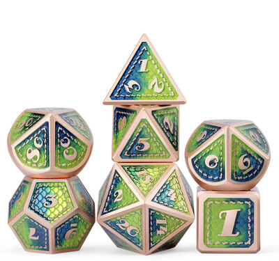 DND metalinių kauliukų rinkinys, daugiakampiai kauliukai, D ir D, RPG vaidmenų žaidimas, stalo žaidimai, vakarėlių klubas, D4, D6, D8, D10, D %, D12, D20 7 vnt.