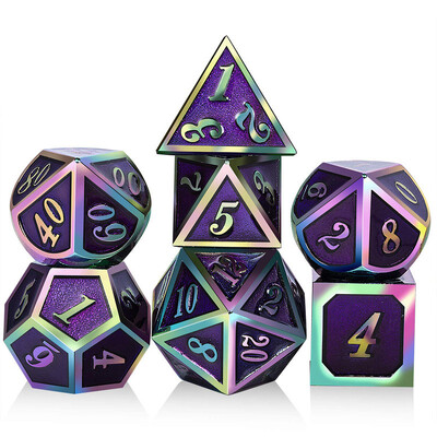 DND metalinių kauliukų rinkinys, daugiakampiai kauliukai, D ir D, RPG vaidmenų žaidimas, stalo žaidimai, vakarėlių klubas, D4, D6, D8, D10, D %, D12, D20 7 vnt.