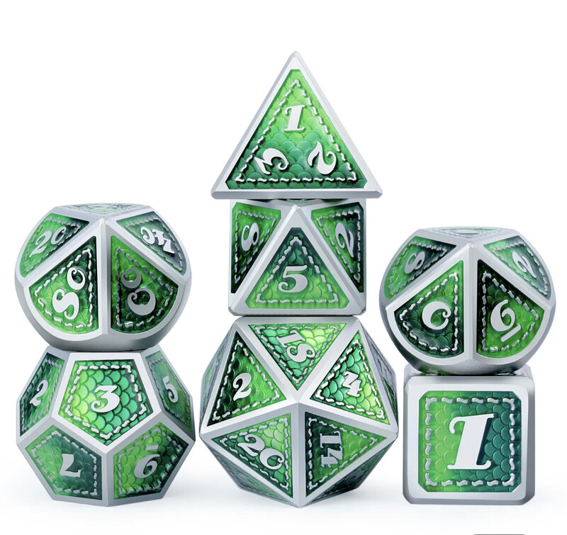 DND metalinių kauliukų rinkinys, daugiakampiai kauliukai, D ir D, RPG vaidmenų žaidimas, stalo žaidimai, vakarėlių klubas, D4, D6, D8, D10, D %, D12, D20 7 vnt.