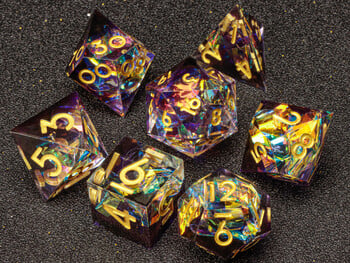 DnD Sharp Egde sea wave Resin Dice, комплект полиедрални зарове, d и d зарове, комплект зелени зарове