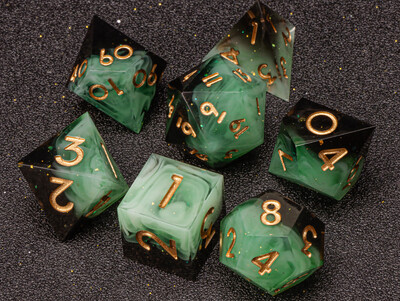 DnD Sharp Egde sea wave Resin Dice, set de zaruri poliedrice, zaruri d și d, set de zaruri verzi