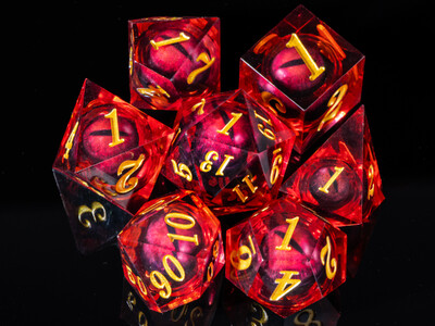 Set kockica Dragon eyes, set poliedralnih kockica, d i d kockica, set kockica od smole