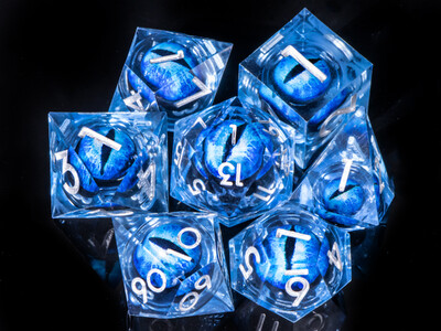 Set kockica Dragon eyes, set poliedralnih kockica, d i d kockica, set kockica od smole