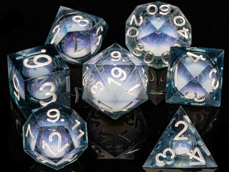 7PCS Sharp Resin Dice Set Liquid Core Dice & Sharp Edge Role Playing Games Dice, zlatne kockice od smole