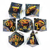 Set DnD kockica - 7 smolastih kockica s oštrim rubovima s vrtljivom jezgrom Dragon Eye Core, uzorkom smajlića za D&D, RPG igre