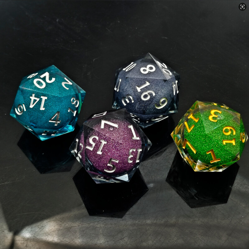 35 mm velike D20 kocke od prozirne smole i živog pijeska COC Run group Cthulhu kocke DND kockice za društvene igre