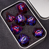 Dragon's eye smolaste kocke, 7PCS purple Liquid Core Dice Set, Sharp Egde polyhedral d i d kocke