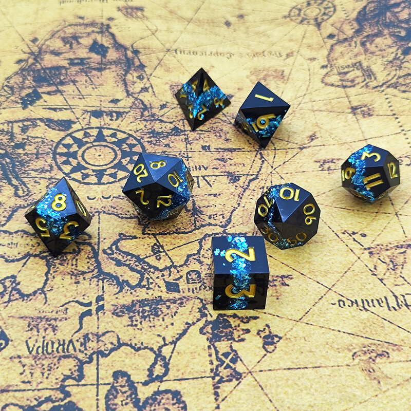 Ručno izrađene kockice od smole s oštrim kutovima, set od 7 dijelova, poliedar, podučavanje matematike, Cthulhu trčanje, grupna društvena igra, igranje uloga
