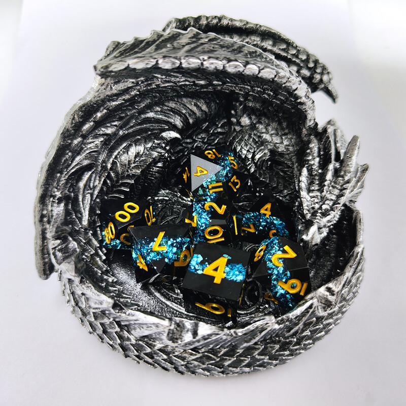 Ručno izrađene kockice od smole s oštrim kutovima, set od 7 dijelova, poliedar, podučavanje matematike, Cthulhu trčanje, grupna društvena igra, igranje uloga