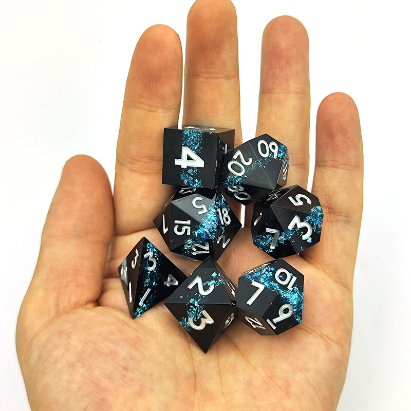 Ručno izrađene kockice od smole s oštrim kutovima, set od 7 dijelova, poliedar, podučavanje matematike, Cthulhu trčanje, grupna društvena igra, igranje uloga
