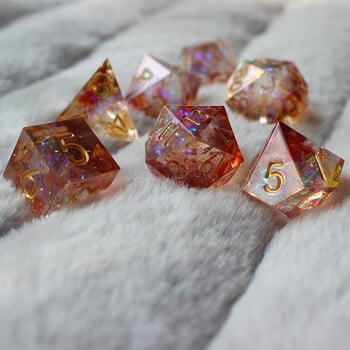 2023 Resin Dice 7PCs Dnd Set Solid Polyhedral D&D Dice DND For Role Playing Rpg Rol Pathfinder Board Game Dragon Scale Gifts