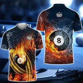 Billiard Team Graphic Polo majica Snooker Player Jersey crna 8 polo majica Cue Sportski klub na rever kratkih rukava 3d polo muška majica