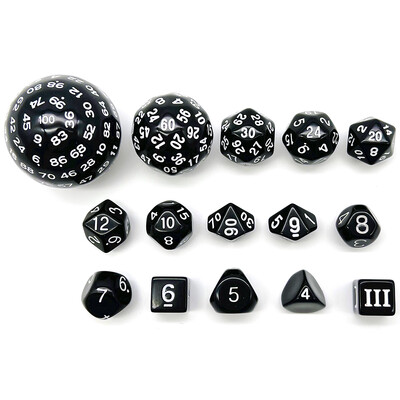 15 vnt / rinkinys juodas nepermatomas daugiakampis kauliukas DND žaidimo kauliukų spalvotas numeris, skirtas DNDGame stalo žaidimui, žaidimams
