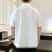 Нова ултра-тънка висококачествена ледена копринена ежедневна тениска с къс ръкав за мъже на открито, свободна дишаща спортна тренировъчна поло тениска