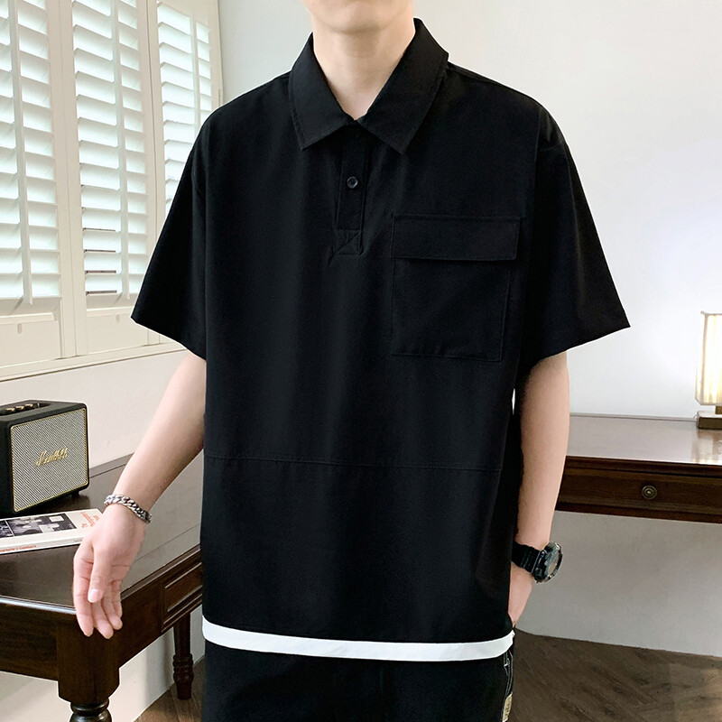 Nauji itin ploni aukštos kokybės „Ice Silk“ laisvalaikio marškinėliai trumpomis rankovėmis, skirti vyriškai laisvai kvėpuojantys sportiniai polo marškinėliai