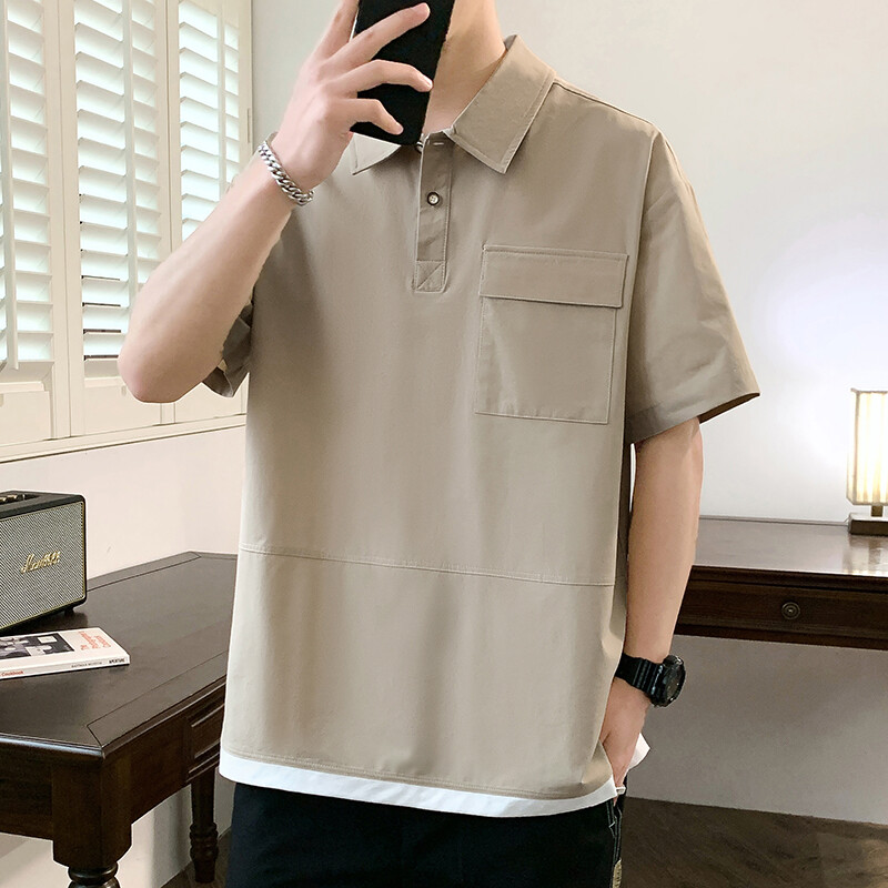 Nauji itin ploni aukštos kokybės „Ice Silk“ laisvalaikio marškinėliai trumpomis rankovėmis, skirti vyriškai laisvai kvėpuojantys sportiniai polo marškinėliai