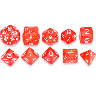 Pearl Swirl Polyhedral 10-die DND kauliukų rinkinys Extra D30 D24 D10(1-10), skirtas stalo žaidimams
