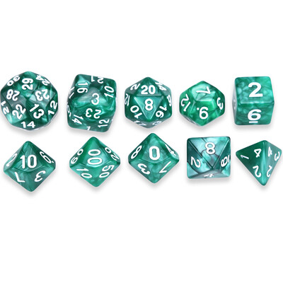 Pearl Swirl Polyhedral 10-die DND kauliukų rinkinys Extra D30 D24 D10(1-10), skirtas stalo žaidimams