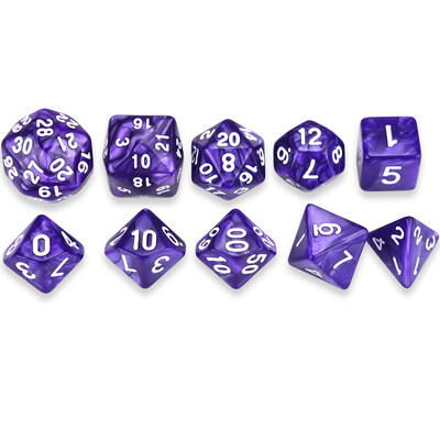 Pearl Swirl Polyhedral 10-die DND kauliukų rinkinys Extra D30 D24 D10(1-10), skirtas stalo žaidimams