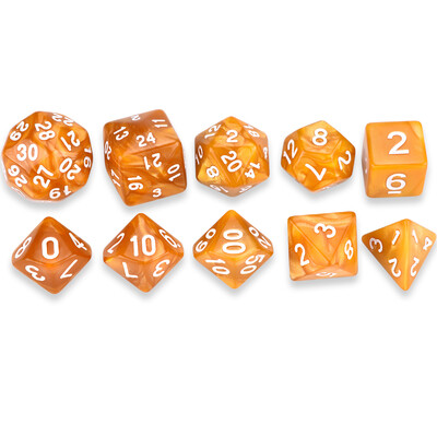 Pearl Swirl Polyhedral 10-die DND kauliukų rinkinys Extra D30 D24 D10(1-10), skirtas stalo žaidimams