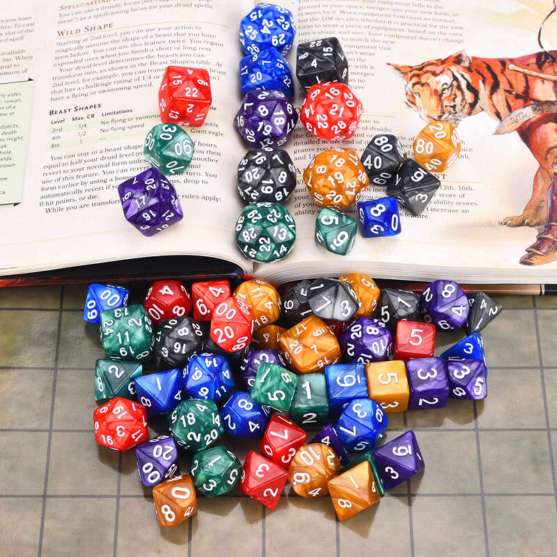 Pearl Swirl Polyhedral 10-die DND kauliukų rinkinys Extra D30 D24 D10(1-10), skirtas stalo žaidimams