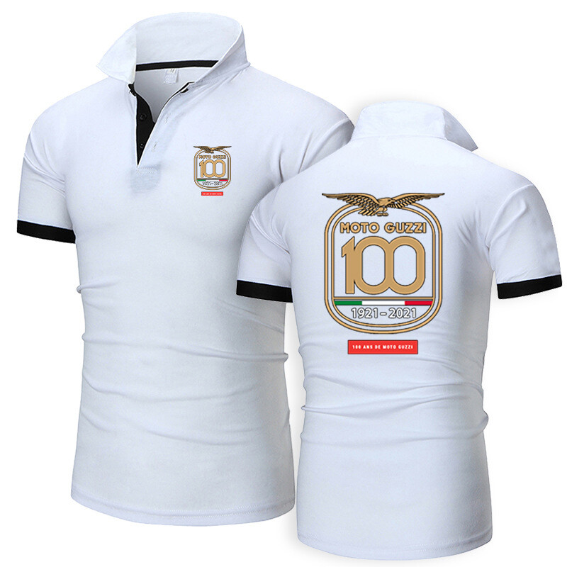 2024. Novi print Moto Guzzi jednobojne muške polo majice, udobne ležerne kratke rukave, modne ulične majice na spuštene rukave