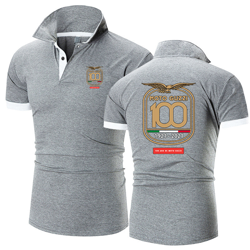 2024. Novi print Moto Guzzi jednobojne muške polo majice, udobne ležerne kratke rukave, modne ulične majice na spuštene rukave