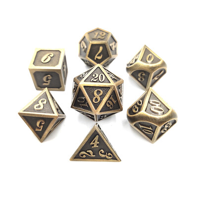 Комплект многогранни метални зарове, RPG зарове, зарове, D20, D12, D %, D10, D8, D6, D4, TRPG игри, настолна настолна игра, комплект от 7 бр.