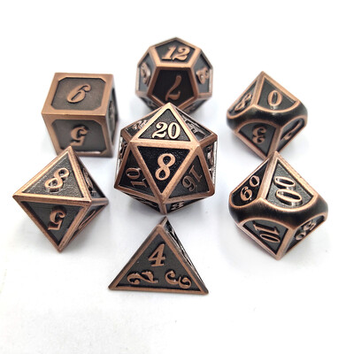Комплект многогранни метални зарове, RPG зарове, зарове, D20, D12, D %, D10, D8, D6, D4, TRPG игри, настолна настолна игра, комплект от 7 бр.