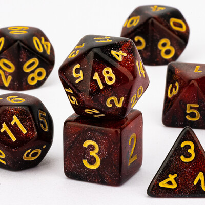 DnD Red rankų darbo Sharp Edge dervos kauliukų rinkinys TRPG, daugiakampių kauliukų rinkinys požemiams ir drakonui, D+D kauliukai, stalo žaidimų kauliukai