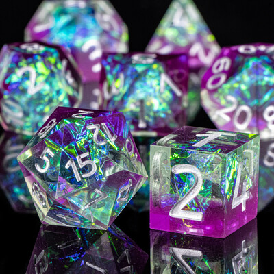 DnD Red rankų darbo Sharp Edge dervos kauliukų rinkinys TRPG, daugiakampių kauliukų rinkinys požemiams ir drakonui, D+D kauliukai, stalo žaidimų kauliukai