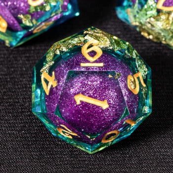 DnD Green Gold Foil Liquid Core Dice Polyhedral Dice Set for Dungeons and Dragons, Galaxy Dice Set, dd зарове