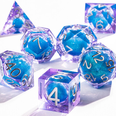 DnD Green Gold Foil Liquid Core Dice Polyhedral Dice Set for Dungeons and Dragons, Galaxy Dice Set, dd зарове