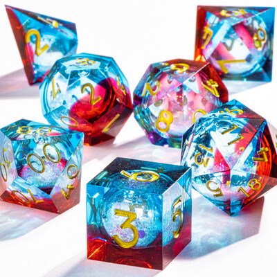 DnD Green Gold Foil Liquid Core Dice Polyhedral Dice Set for Dungeons and Dragons, Galaxy Dice Set, dd зарове