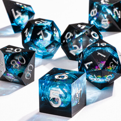 DnD Green Gold Foil Liquid Core Dice Polyhedral Dice Set for Dungeons and Dragons, Galaxy Dice Set, dd зарове