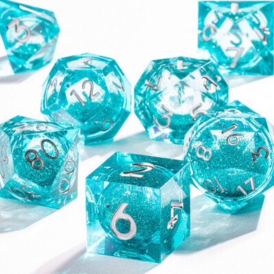 DnD Green Gold Foil Liquid Core Dice Polyhedral Dice Set for Dungeons and Dragons, Galaxy Dice Set, dd зарове