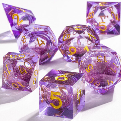 DnD Green Gold Foil Liquid Core Dice Polyhedral Dice Set for Dungeons and Dragons, Galaxy Dice Set, dd зарове