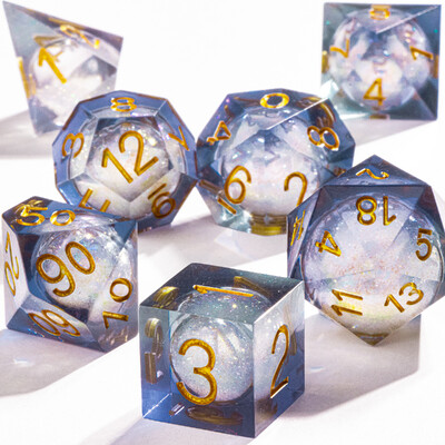 DnD Green Gold Foil Liquid Core Dice Polyhedral Dice Set for Dungeons and Dragons, Galaxy Dice Set, dd зарове