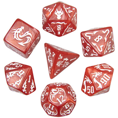 Poliedralni set kocki od 7 komada za igračke kocke, DND i RPG, stolne igre, uzorke zmaja i kockice za igre s bisernim efektom