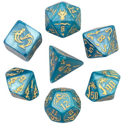 Poliedralni set kocki od 7 komada za igračke kocke, DND i RPG, stolne igre, uzorke zmaja i kockice za igre s bisernim efektom
