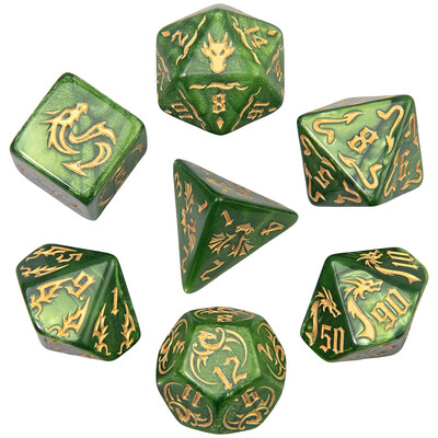 Poliedralni set kocki od 7 komada za igračke kocke, DND i RPG, stolne igre, uzorke zmaja i kockice za igre s bisernim efektom