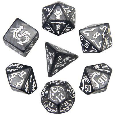 Poliedralni set kocki od 7 komada za igračke kocke, DND i RPG, stolne igre, uzorke zmaja i kockice za igre s bisernim efektom